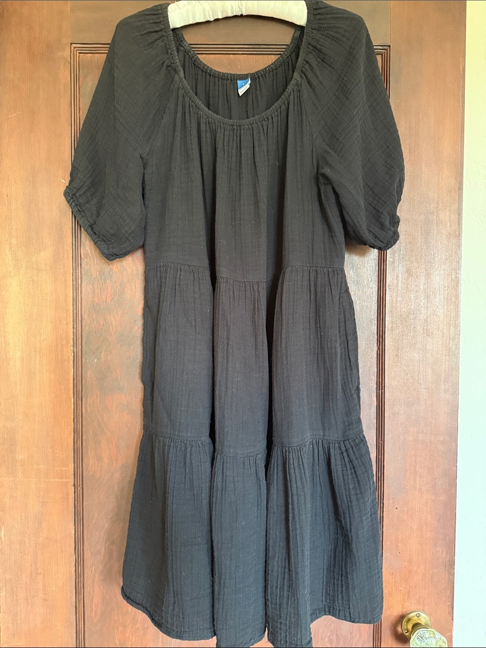 Old Navy Black Tiered Gauze Midi Dress